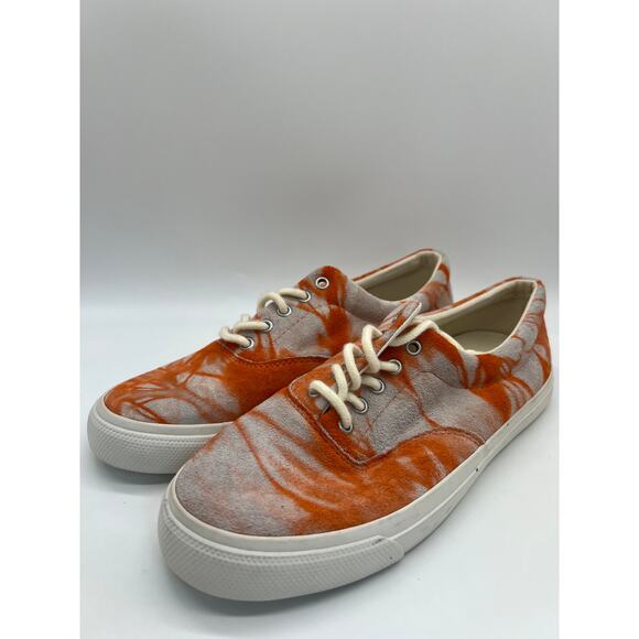 Polo Ralph Lauren Orange Tie Dye Sneakers Harpoon Casual Shoes Men’s Size 9D - Picture 8 of 16
